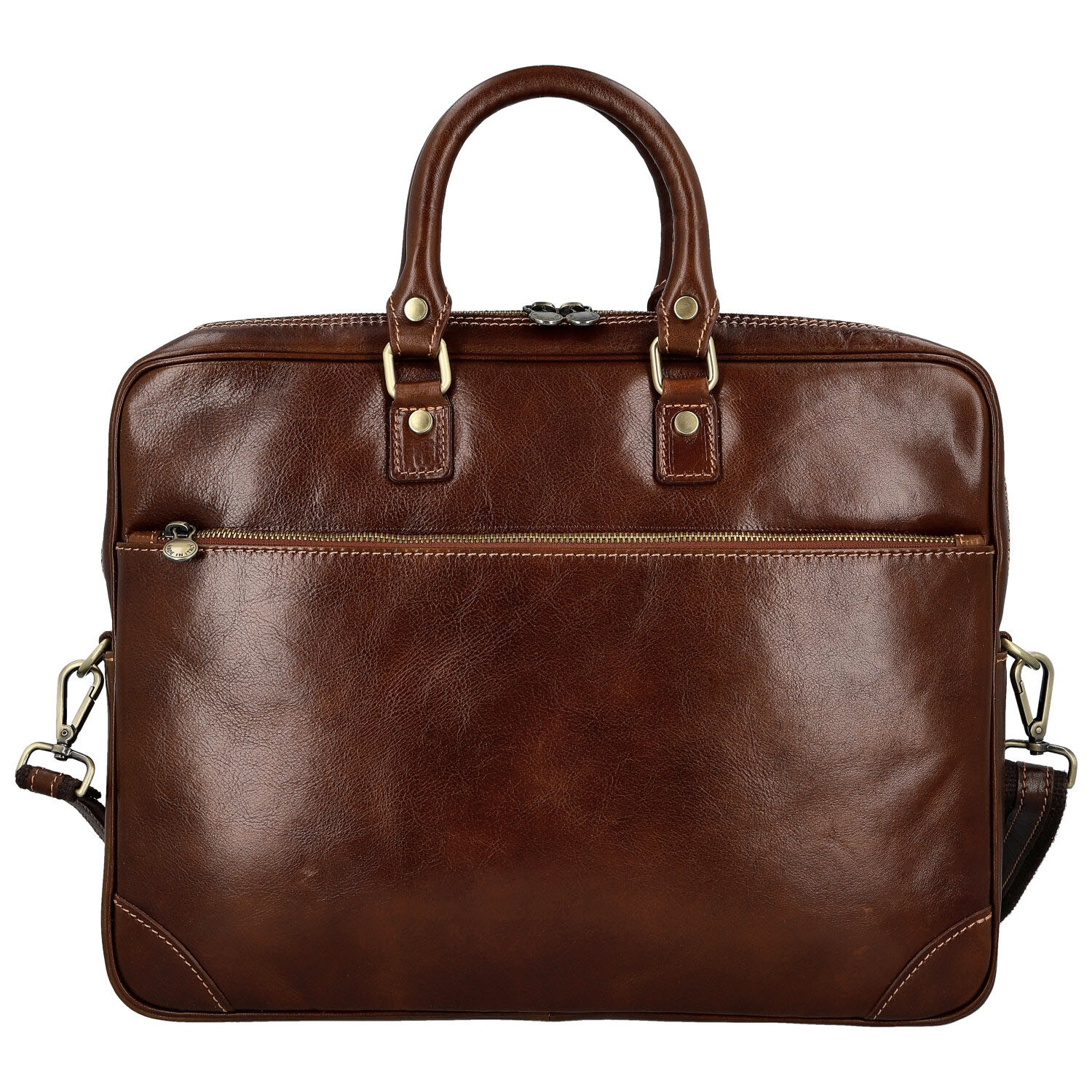 Kožená business taška hnědá - Delami Vera Pelle Evarist