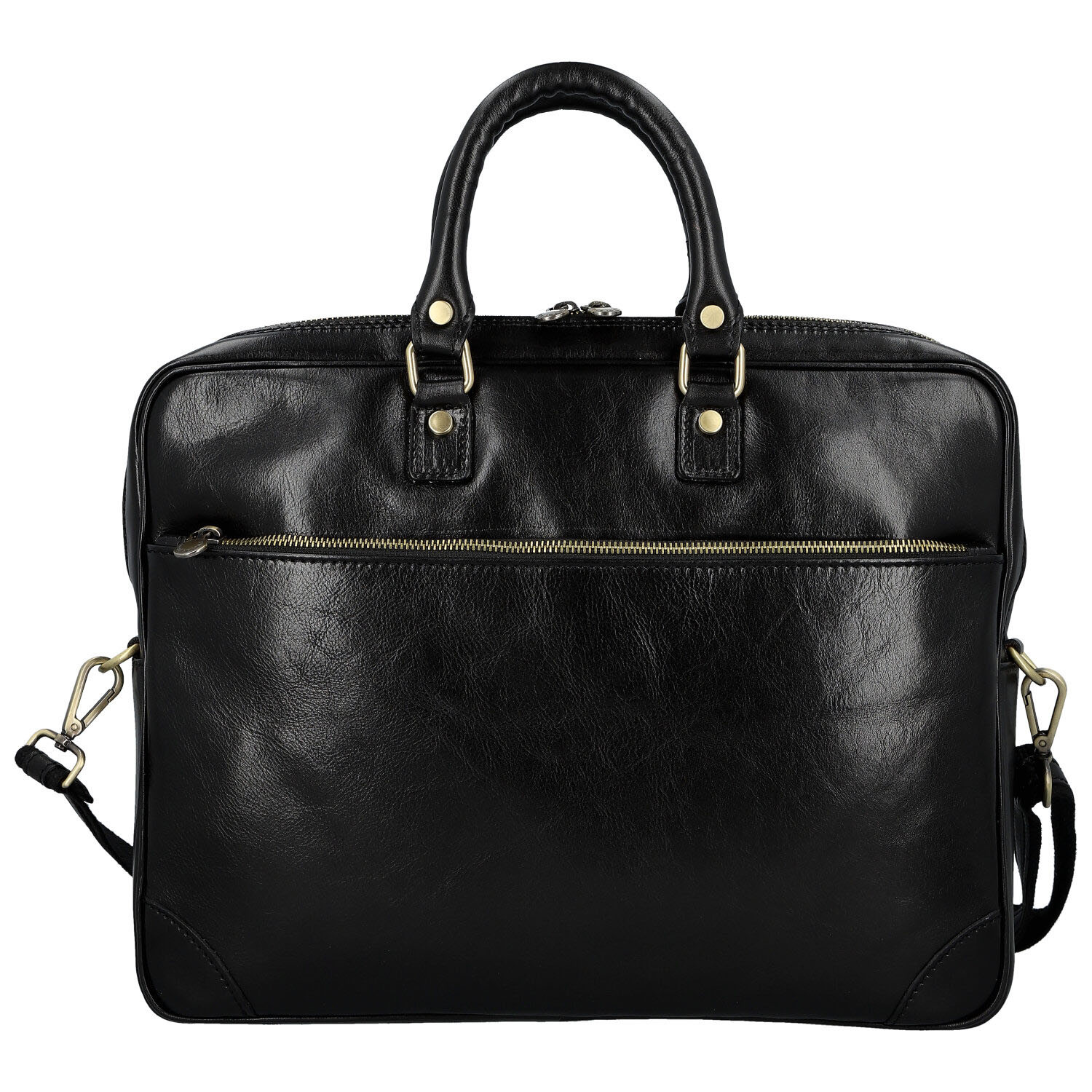 Kožená business taška černá - Delami Vera Pelle Evarist