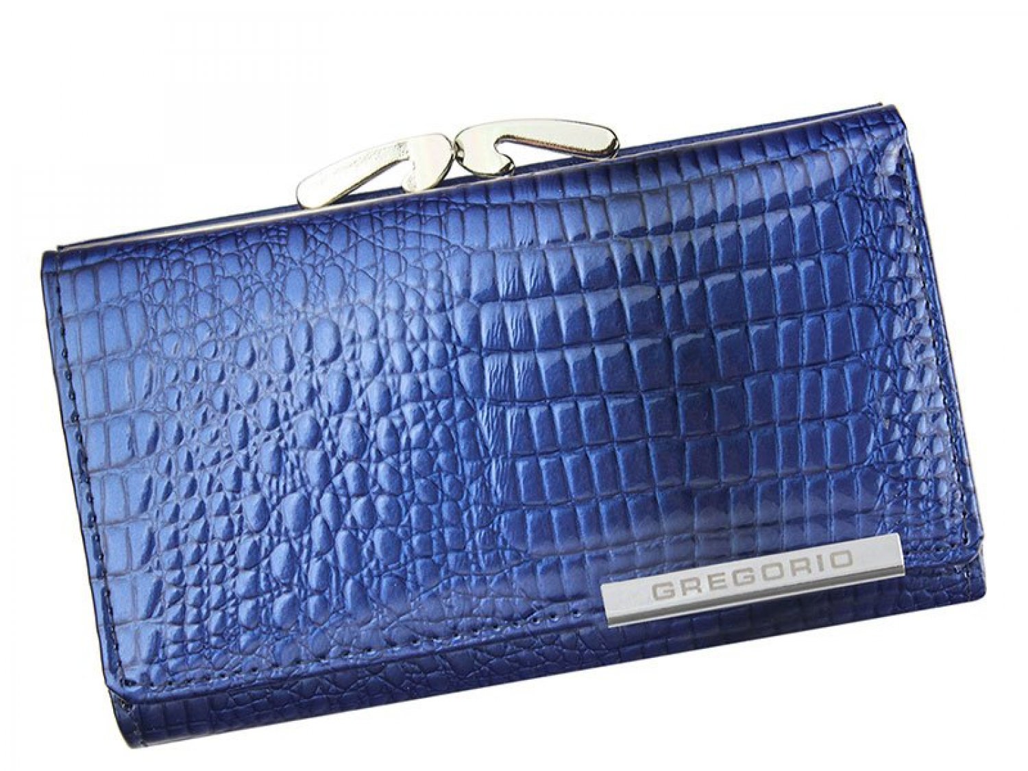 Levně Dámská kožená lakovaná peněženka modrá - Gregorio Larrisa
