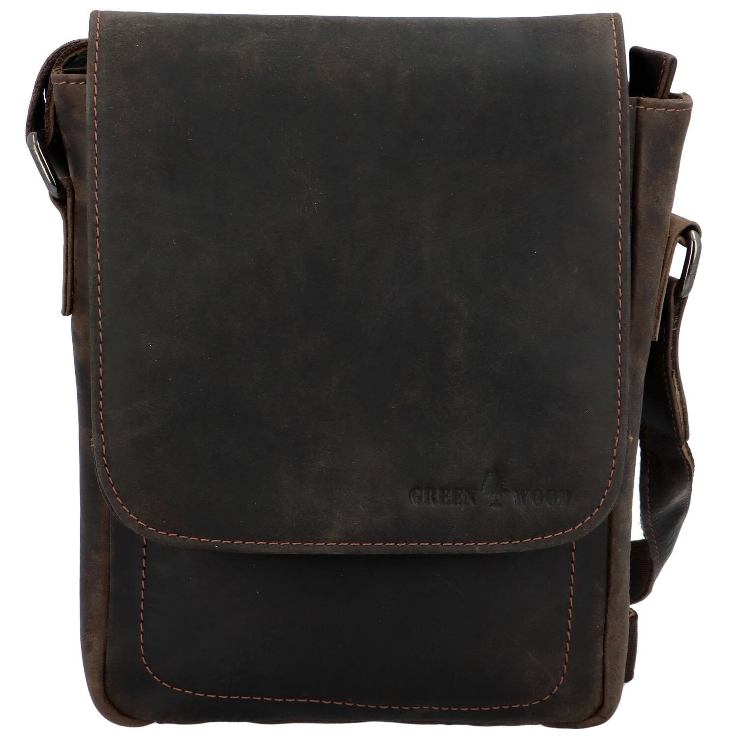 Pánská kožená crossbody taška tmavě hnědá - Greenwood Nash
