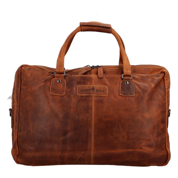 Cestovní kožená taška koňaková - GreenWood Surafel
