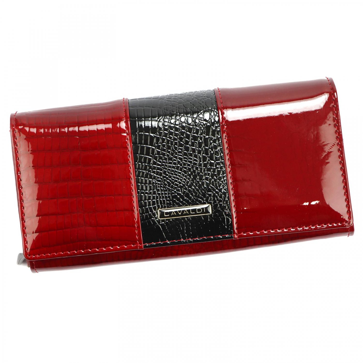 Levně Dámská kožená peněženka červeno/černá - Cavaldi Fluorenca