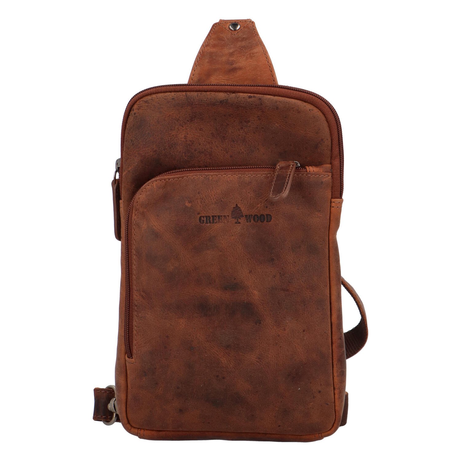 Kožený crossbody batůžek khaki - Greenwood Awelaos