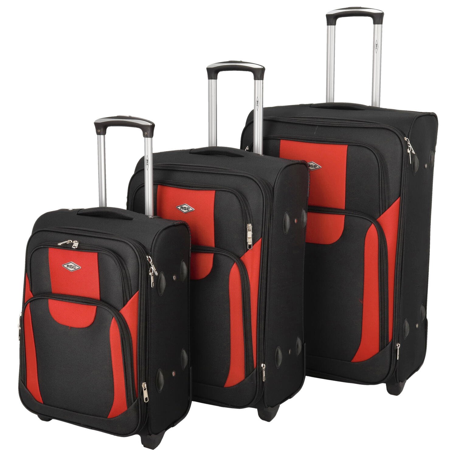 Cestovní kufr černo červená sada - RGL Bond S, M, L červená