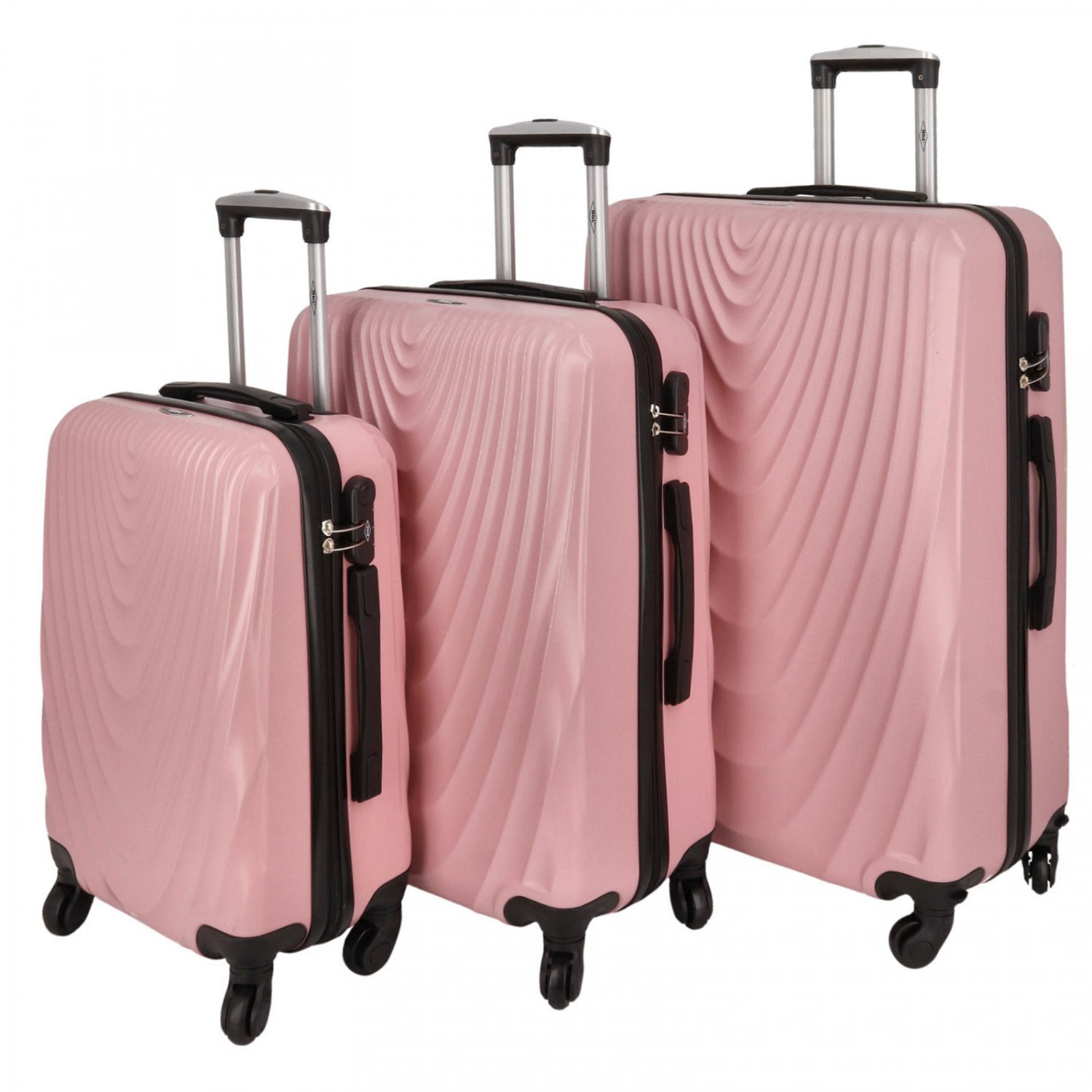 Levně Originální pevné kufry růžová sada - RGL Fiona S, M a L