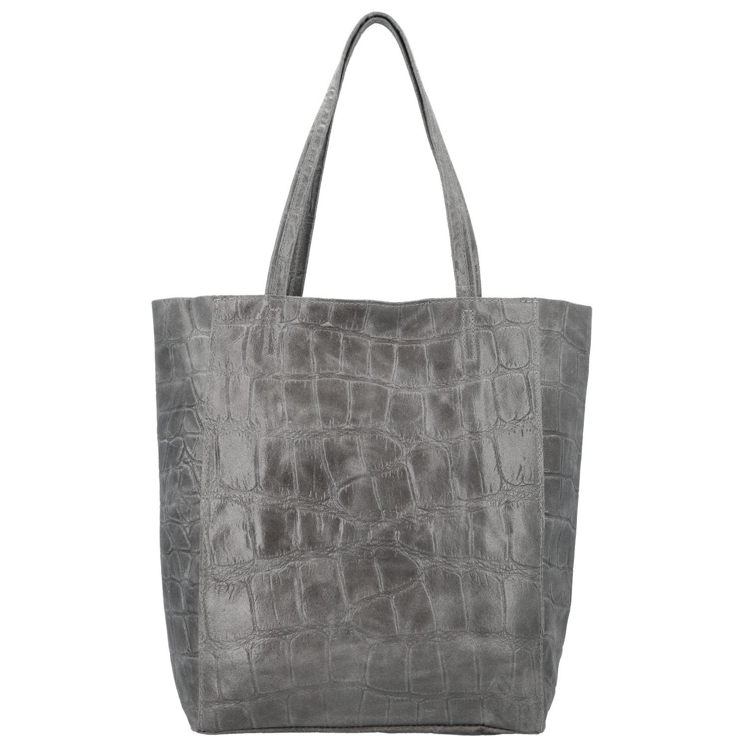 Dámská kožená kabelka na rameno šedá - Delami Vera Pelle Rista