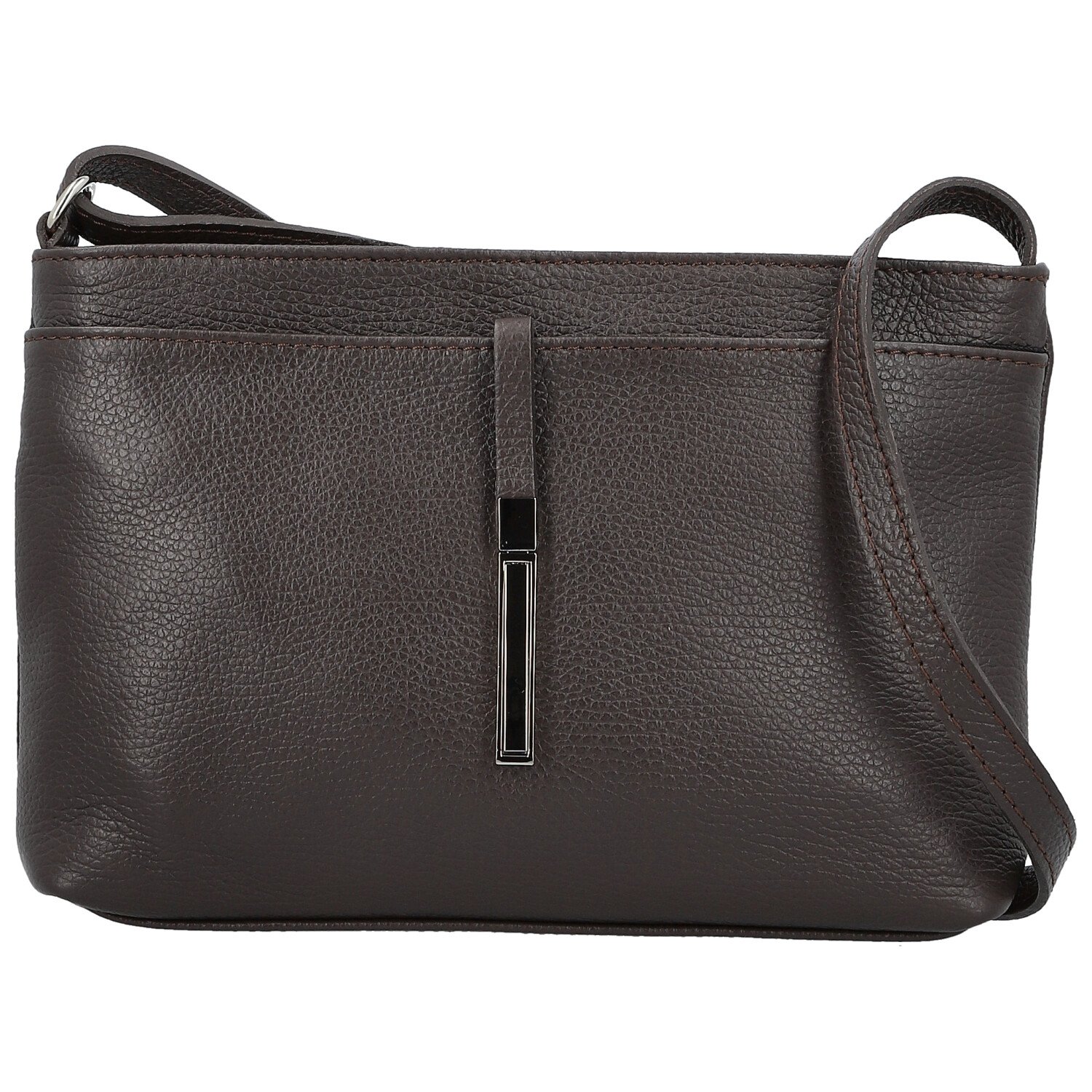 Dámská kožená crossbody kabelka tmavě hnědá - Delami Vera Pelle Finni