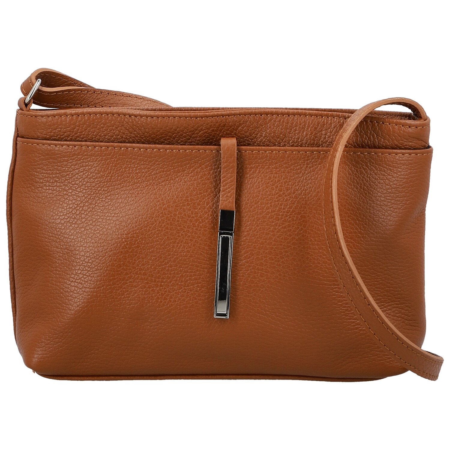 Dámská kožená crossbody kabelka koňaková - Delami Vera Pelle Finni