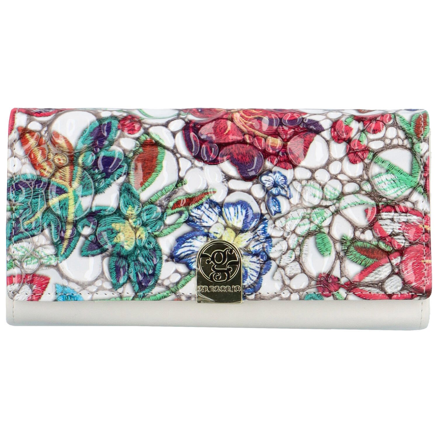Levně Dámská kožená peněženka bílá/květinová - Gregorio Marguretia