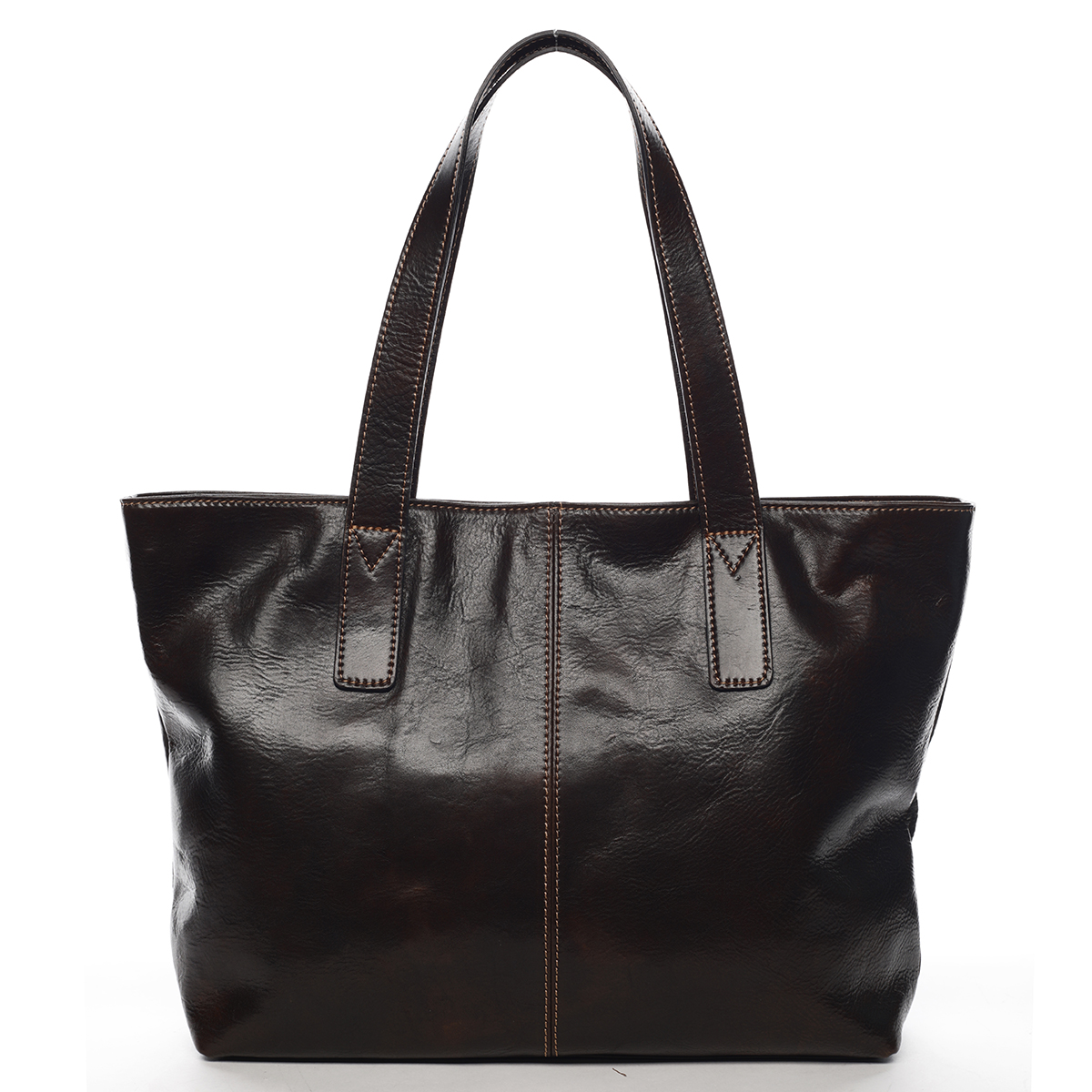 Dámská kožená kabelka do ruky tmavě hnědá - Delami Vera Pelle Gigiana