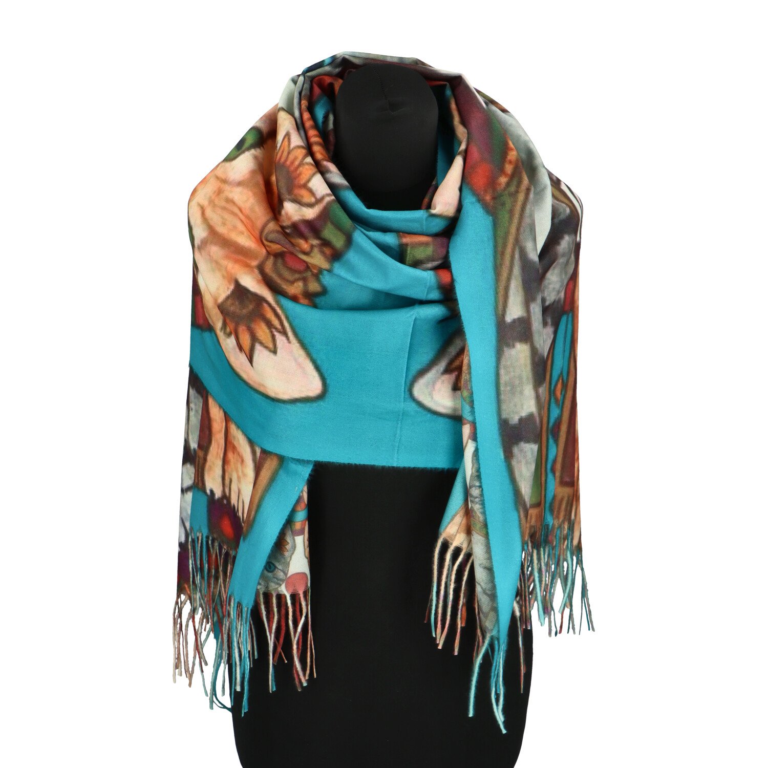 Dámská šála modrá - Firenze Africo Kočka