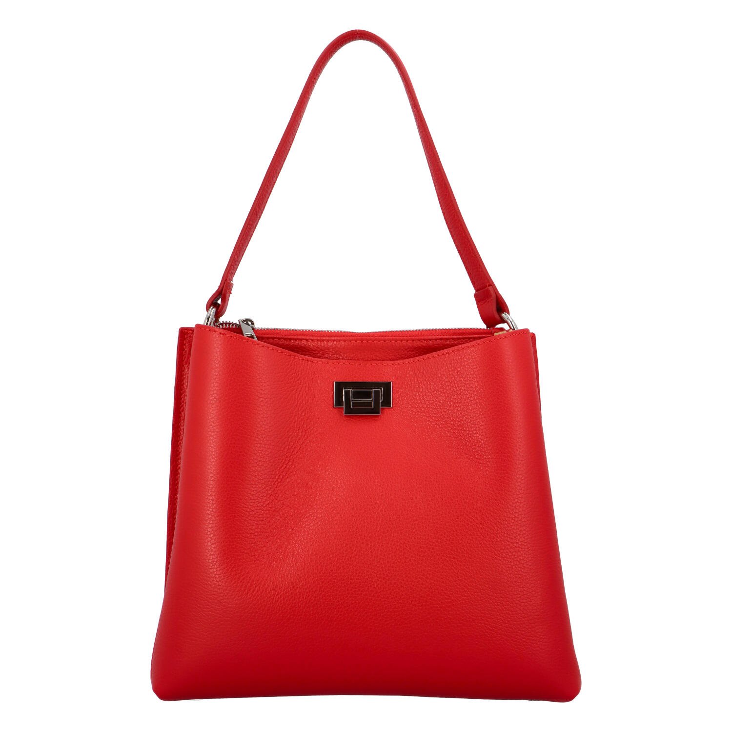 Levně Luxusní dámská kožená kabelka červená - ItalY Lucy
