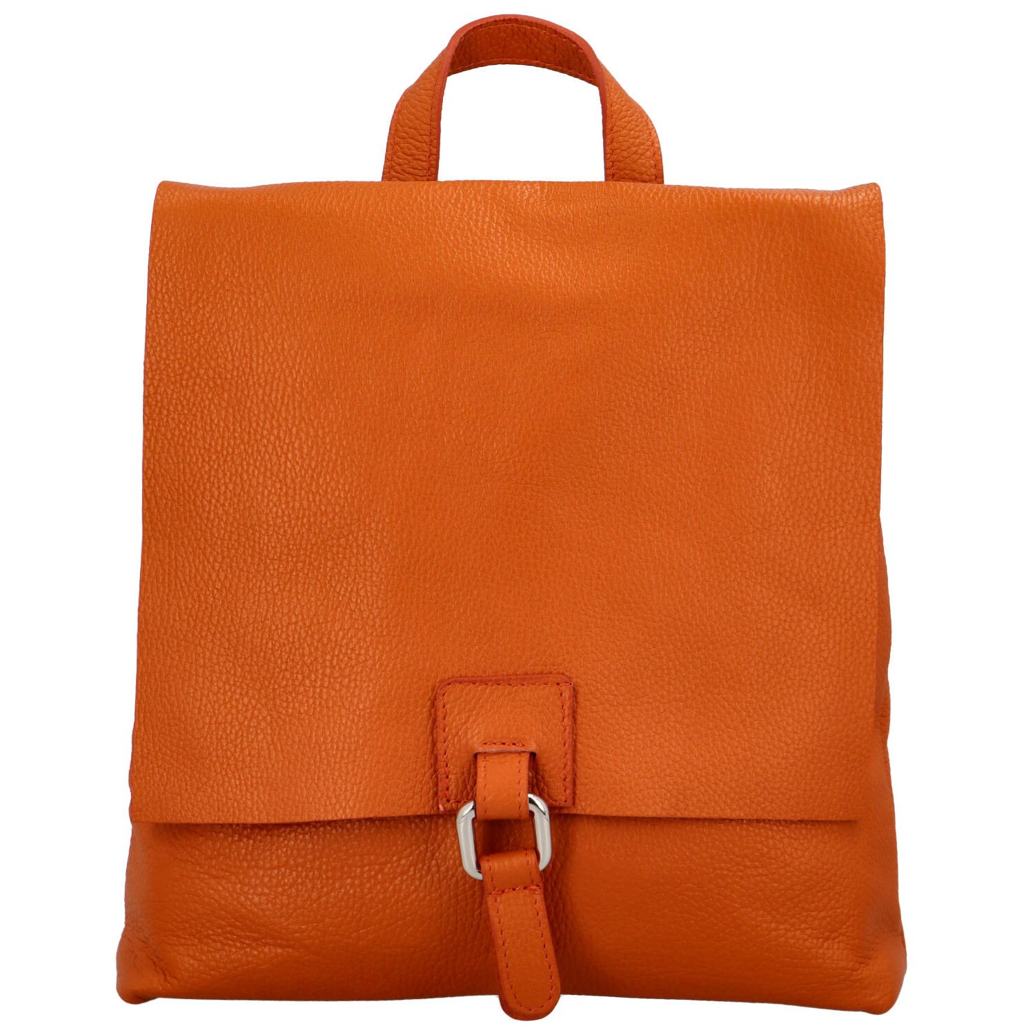 Levně Dámský kožený batůžek/kabelka oranžový - Delami Vera Pelle Francesco