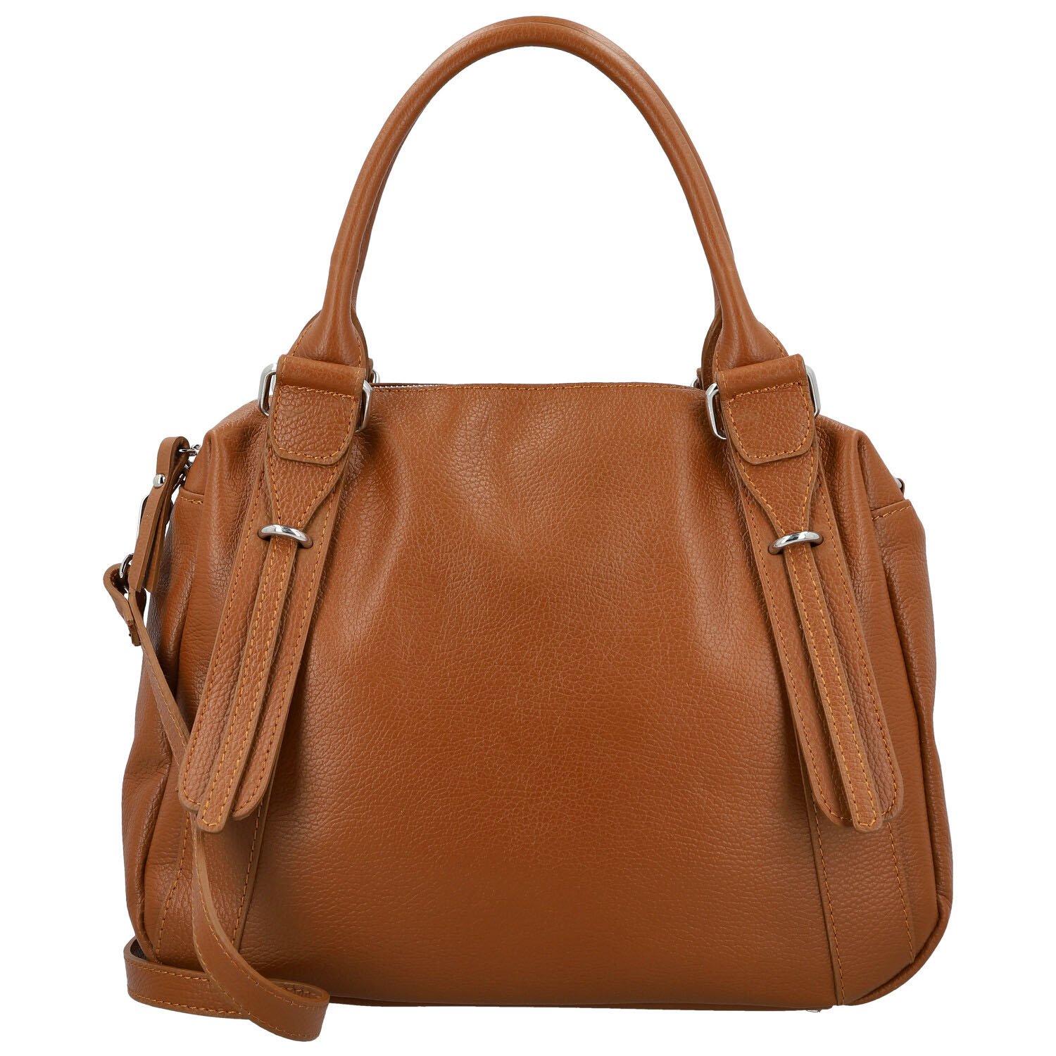 Dámská kožená kabelka na rameno koňaková - Delami Vera Pelle Tirza