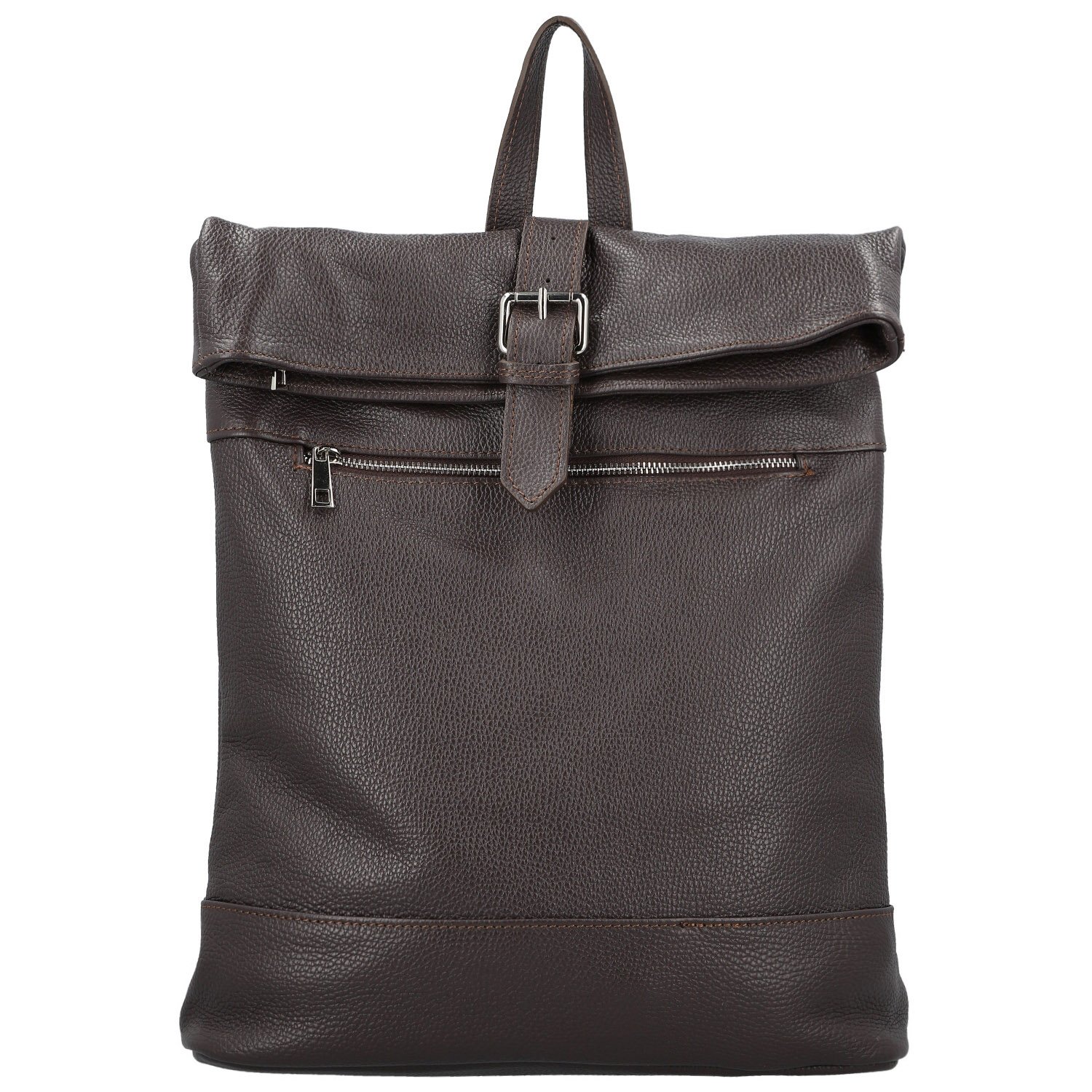 Dámský kožený batoh tmavě hnědý - Delami Vera Pelle Jorge