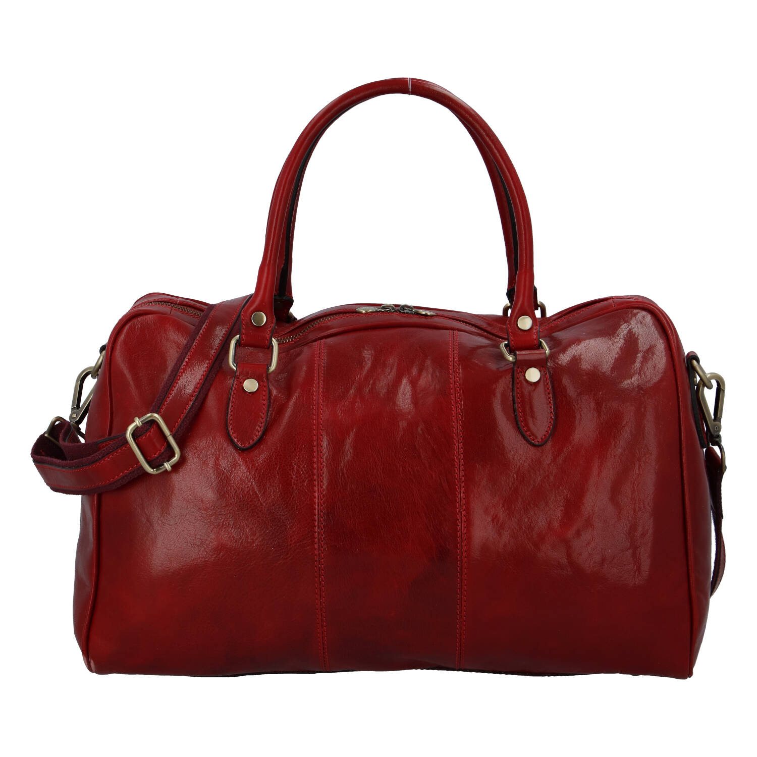Cestovní kožená taška červená - Delami Vera Pelle Equado