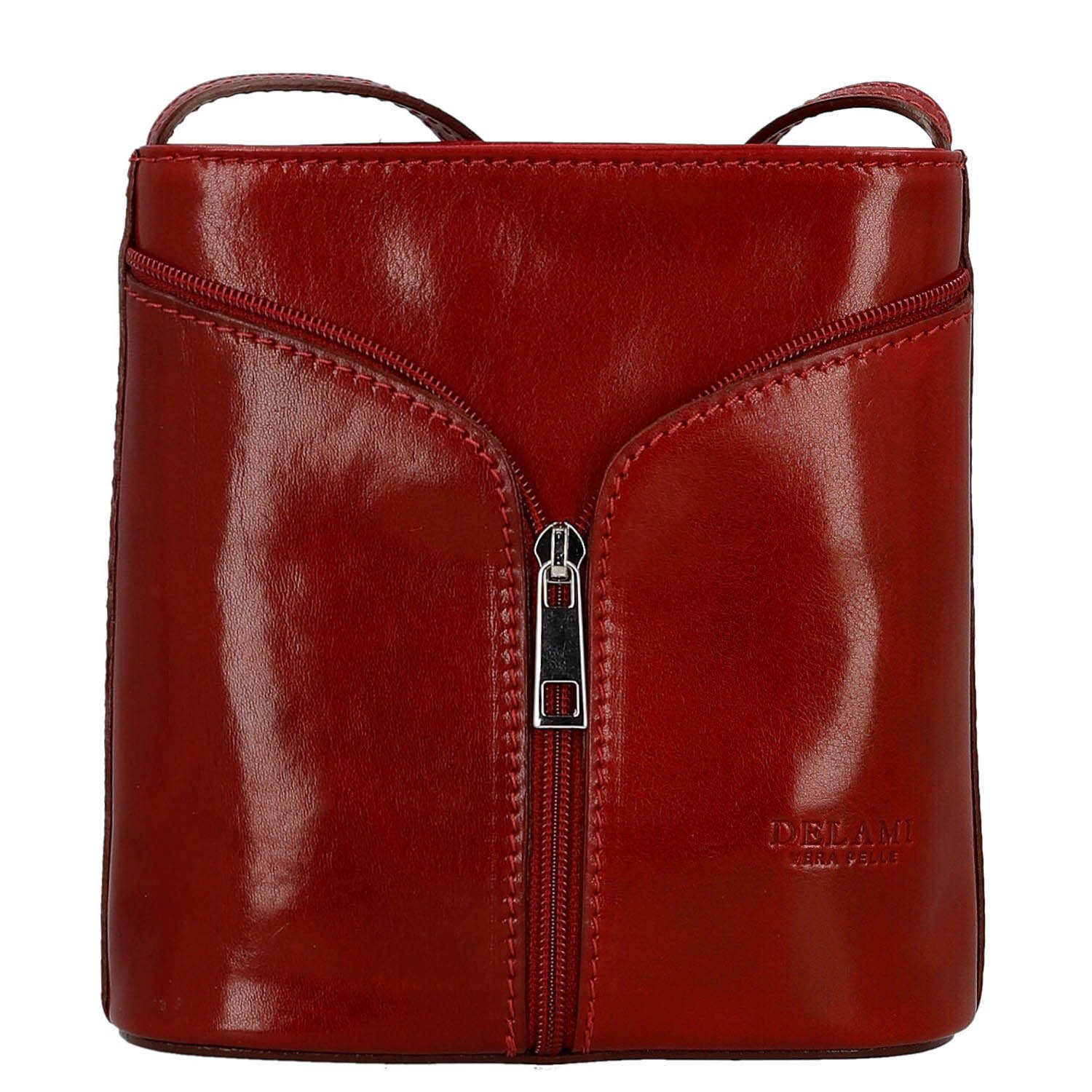 Dámská kožená crossbody kabelka červená - Delami Vera Pelle Orsolya