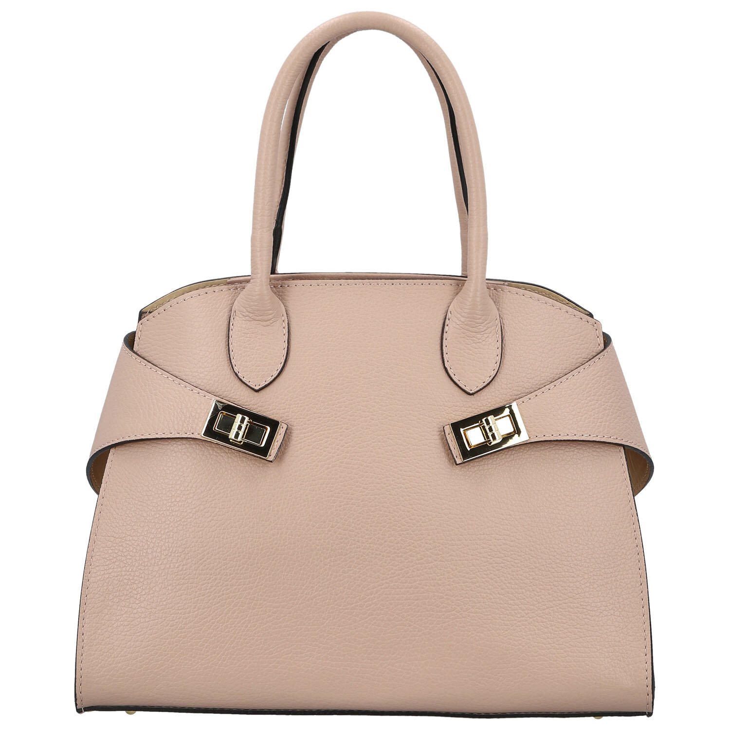 Dámská kožená kabelka do ruky růžová - Delami Vera Pelle Seia