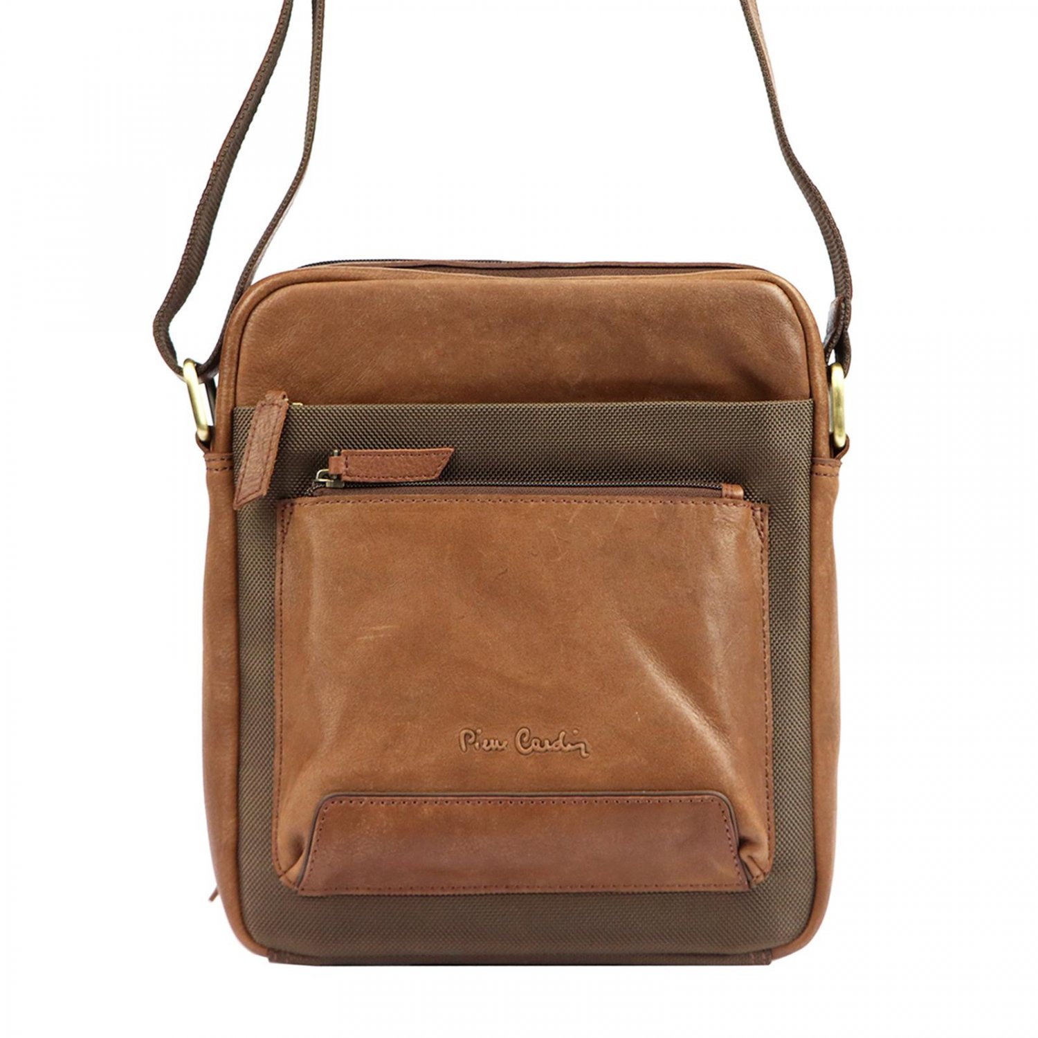 Levně Pánská kožená crossbody taška camel - Pierre Cardin Izarr