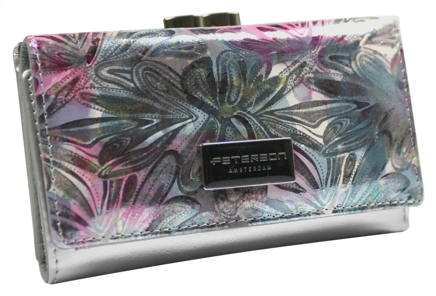 Dámská kožená peněženka růžovo/stříbrná - Peterson Digby