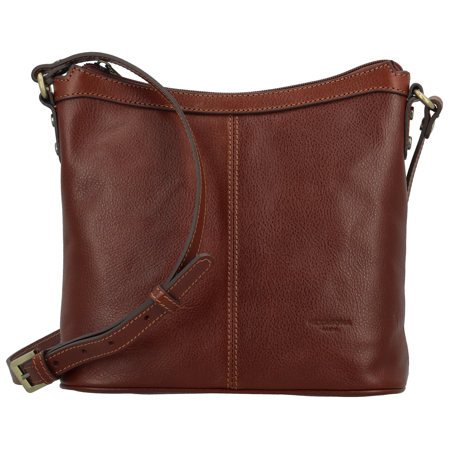 Dámská kožená crossbody kabelka hnědá - Hexagona Karmen