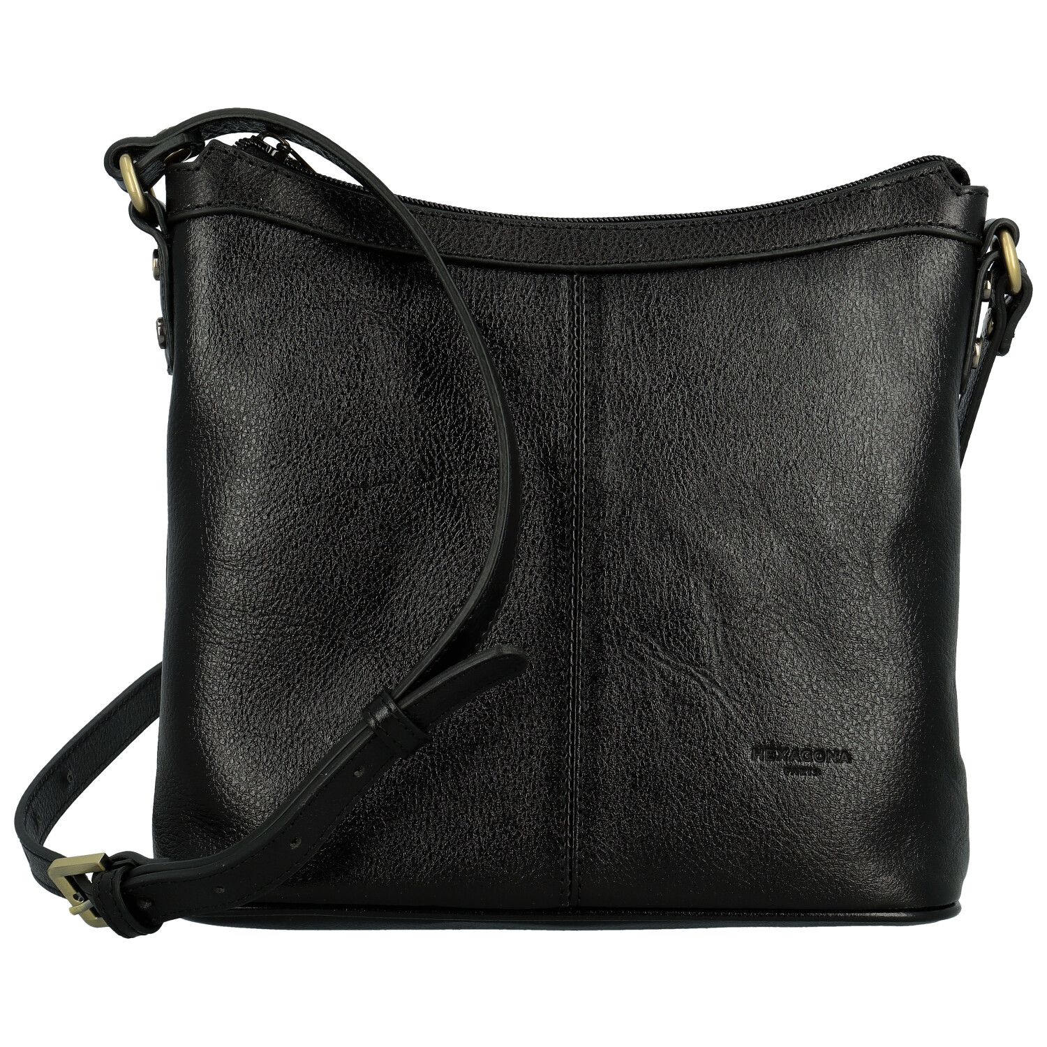 Dámská kožená crossbody kabelka černá - Hexagona Karmen