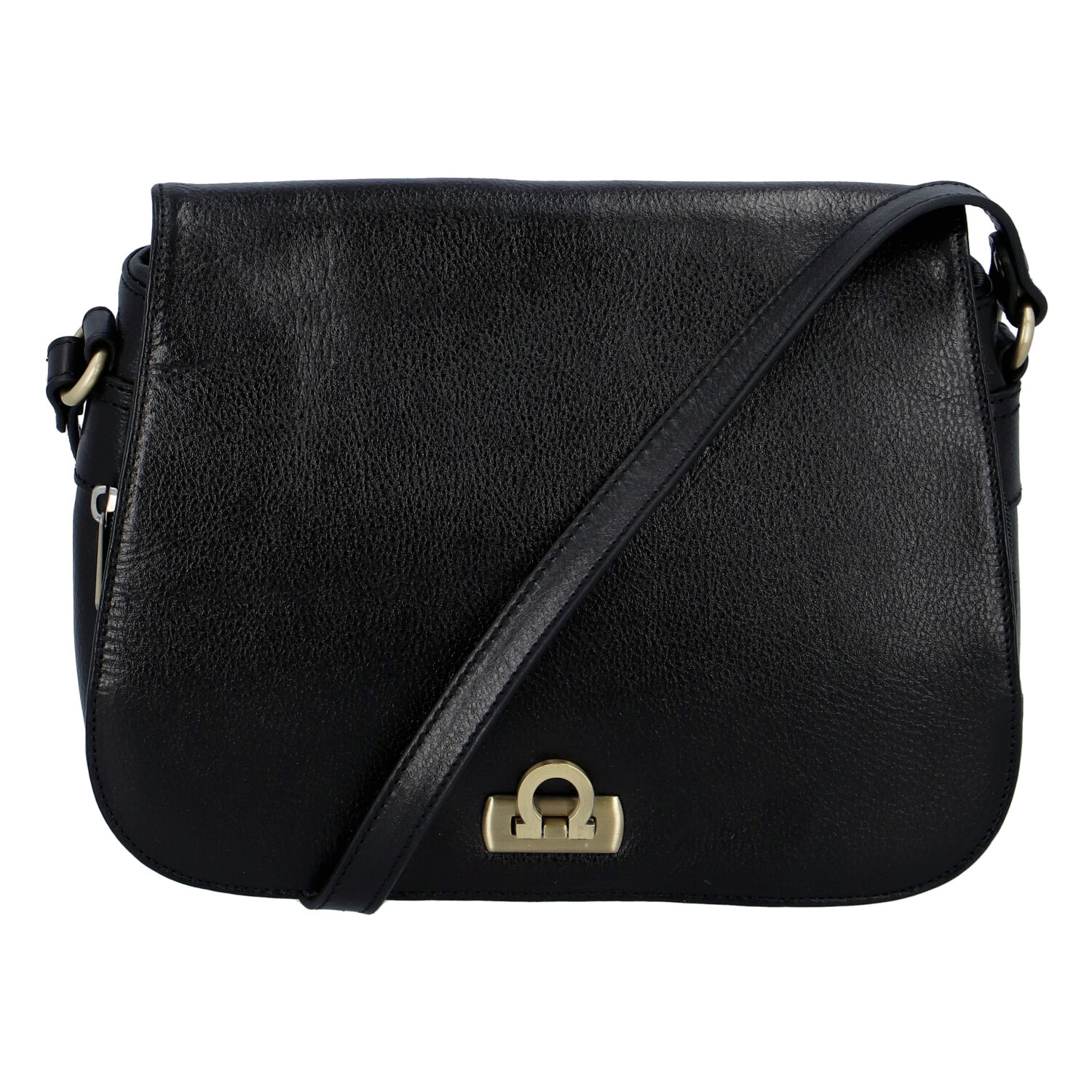Levně Luxusní dámská kožená kabelka černá - Hexagona Francesca