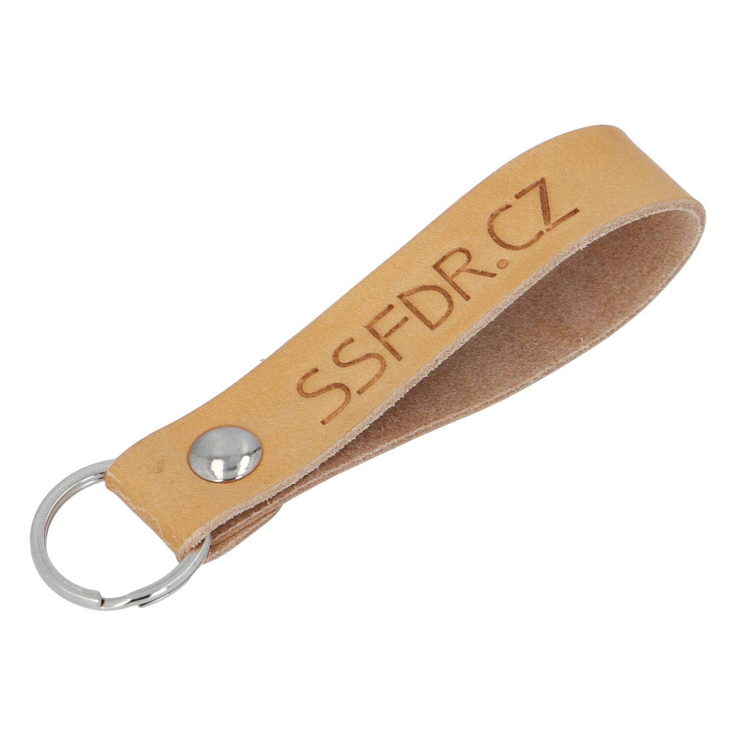 Levně Kožená klíčenka poutko na klíče světle hnědá - SSFDR Azuro