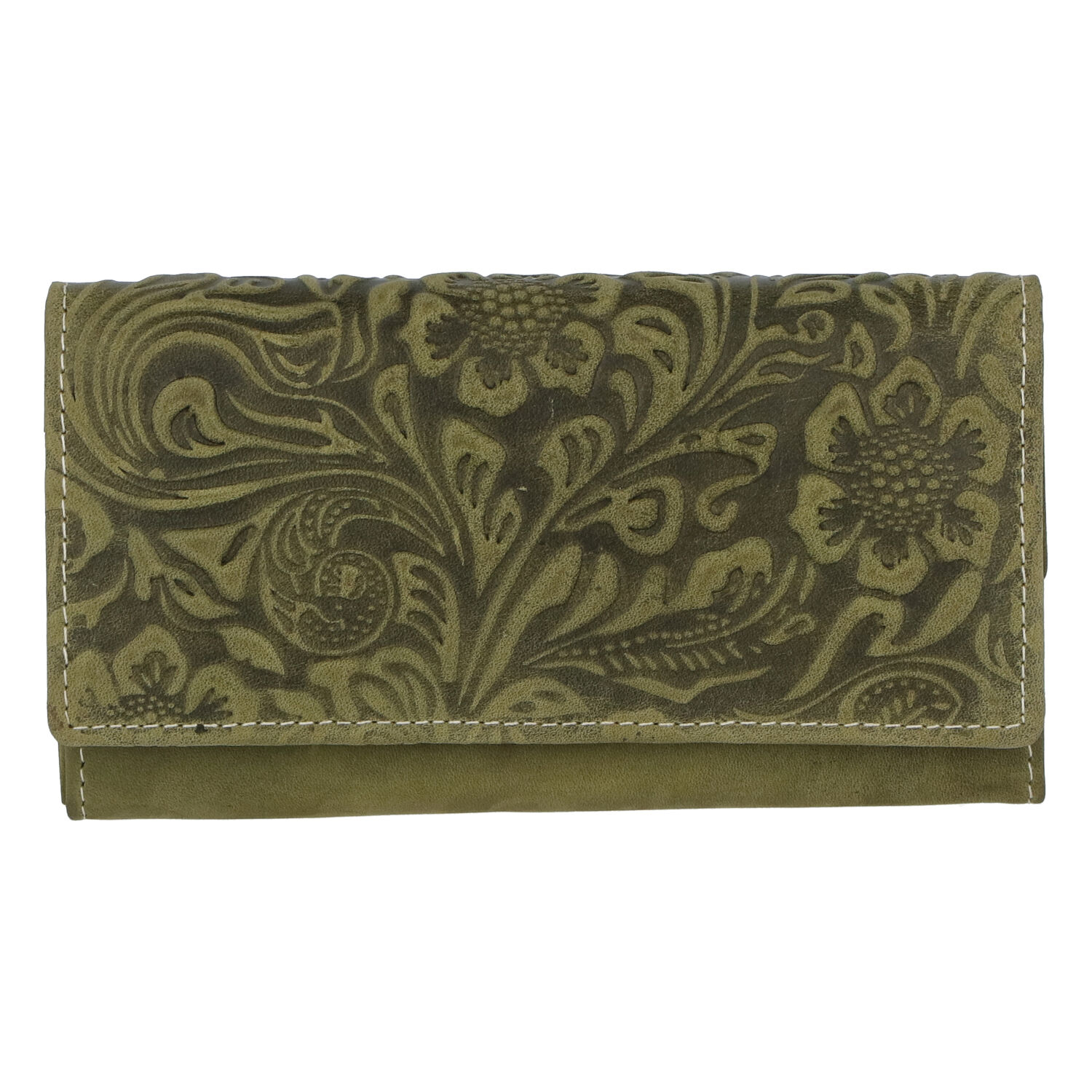 Levně Dámská kožená peněženka zelená se vzorem - Tomas Kalasia