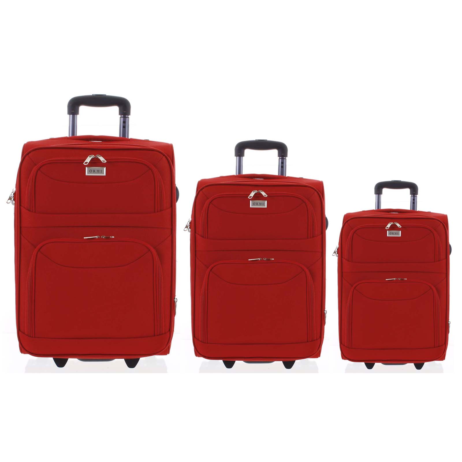 Klasický látkový červený cestovní kufr sada - Ormi Stof S, M, L červená