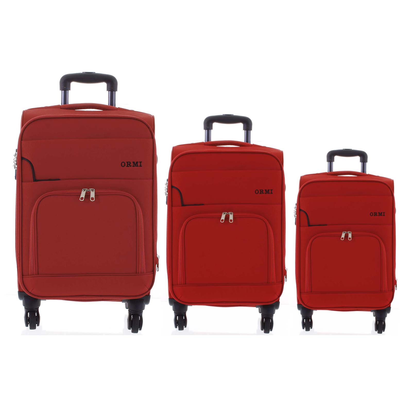 Cestovní látkový červený kufr sada - Ormi Nitire S, M, L červená
