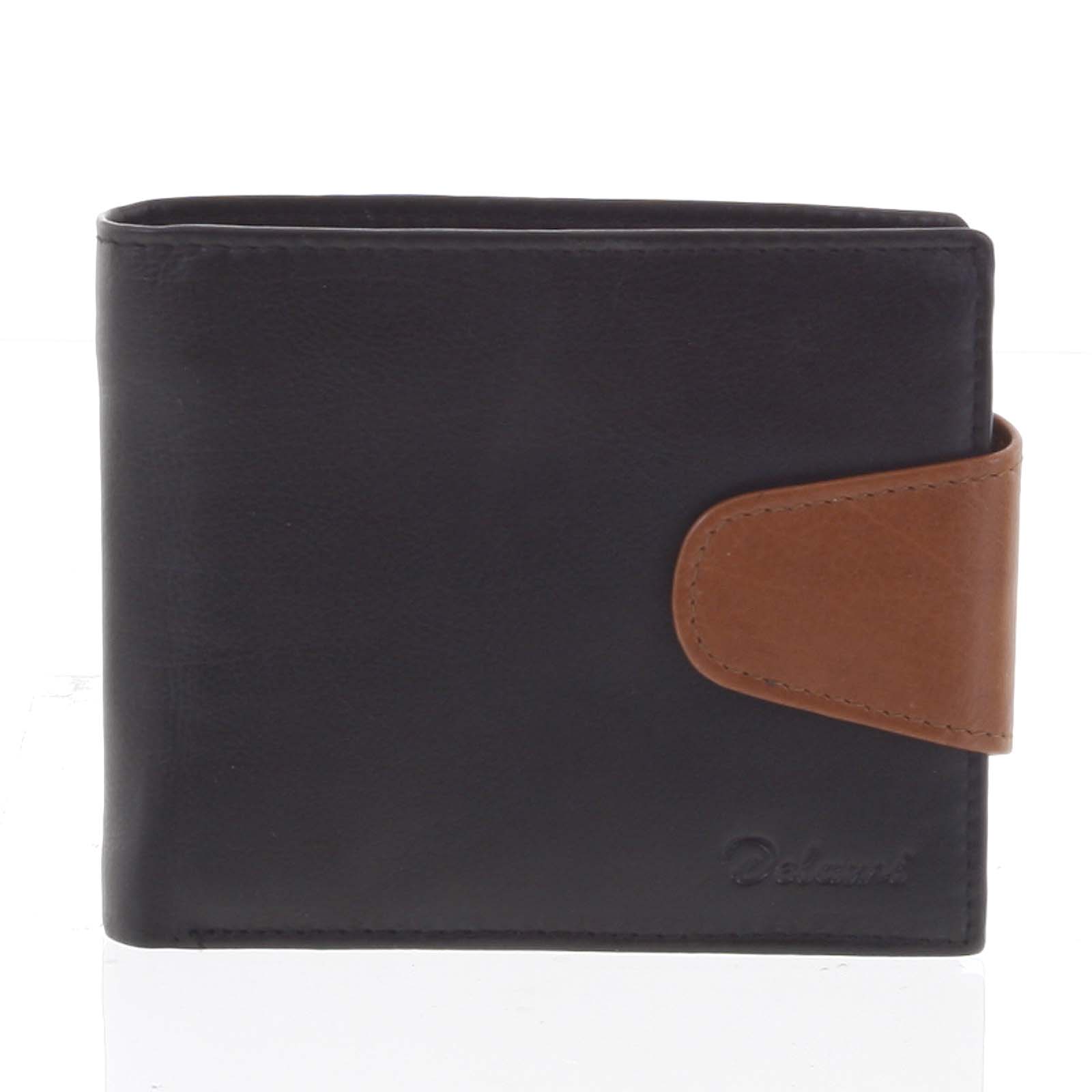Levně Pánská kožená peněženka černo hnědá - Delami 11816