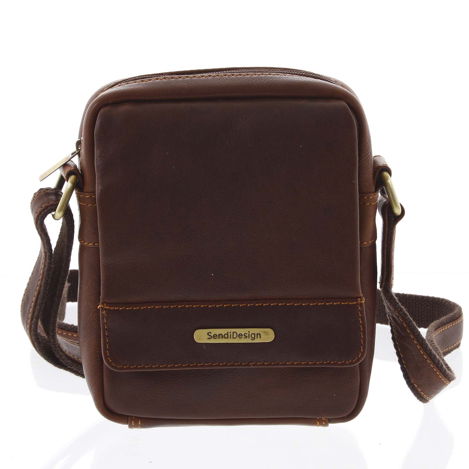 Hnědá luxusní pánská kožená crossbody brašna - SendiDesign Khalil