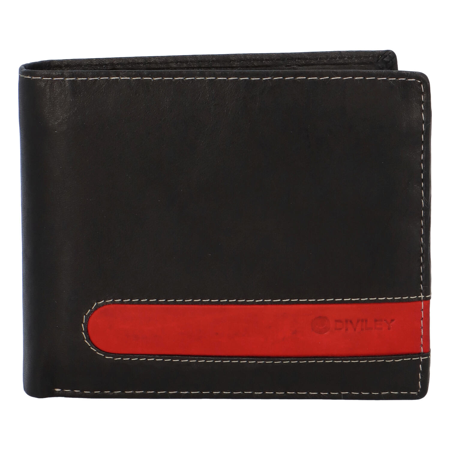 Levně Pánská kožená peněženka černá - Diviley 2131 RED