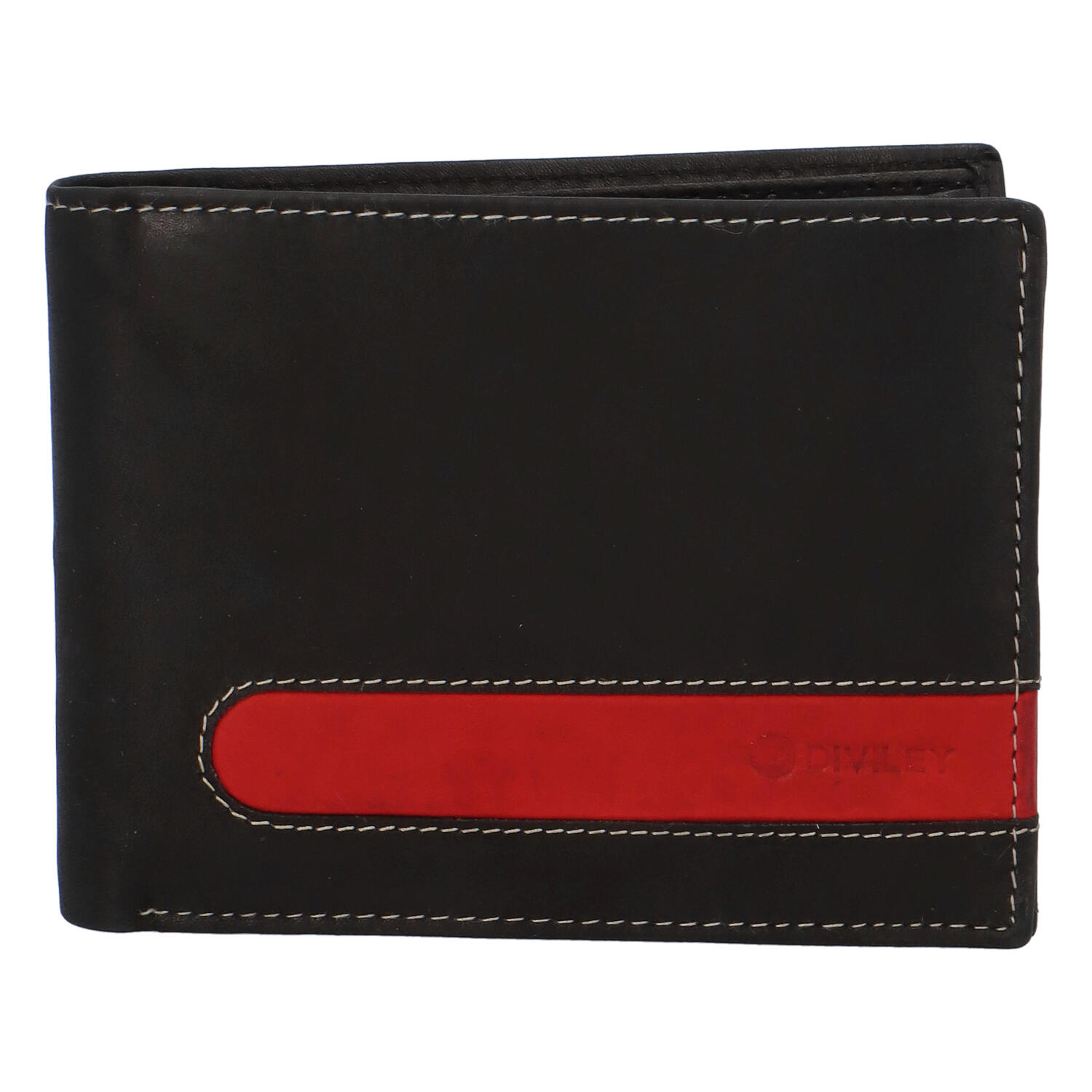 Levně Pánská kožená peněženka černá - Diviley 1631 RED