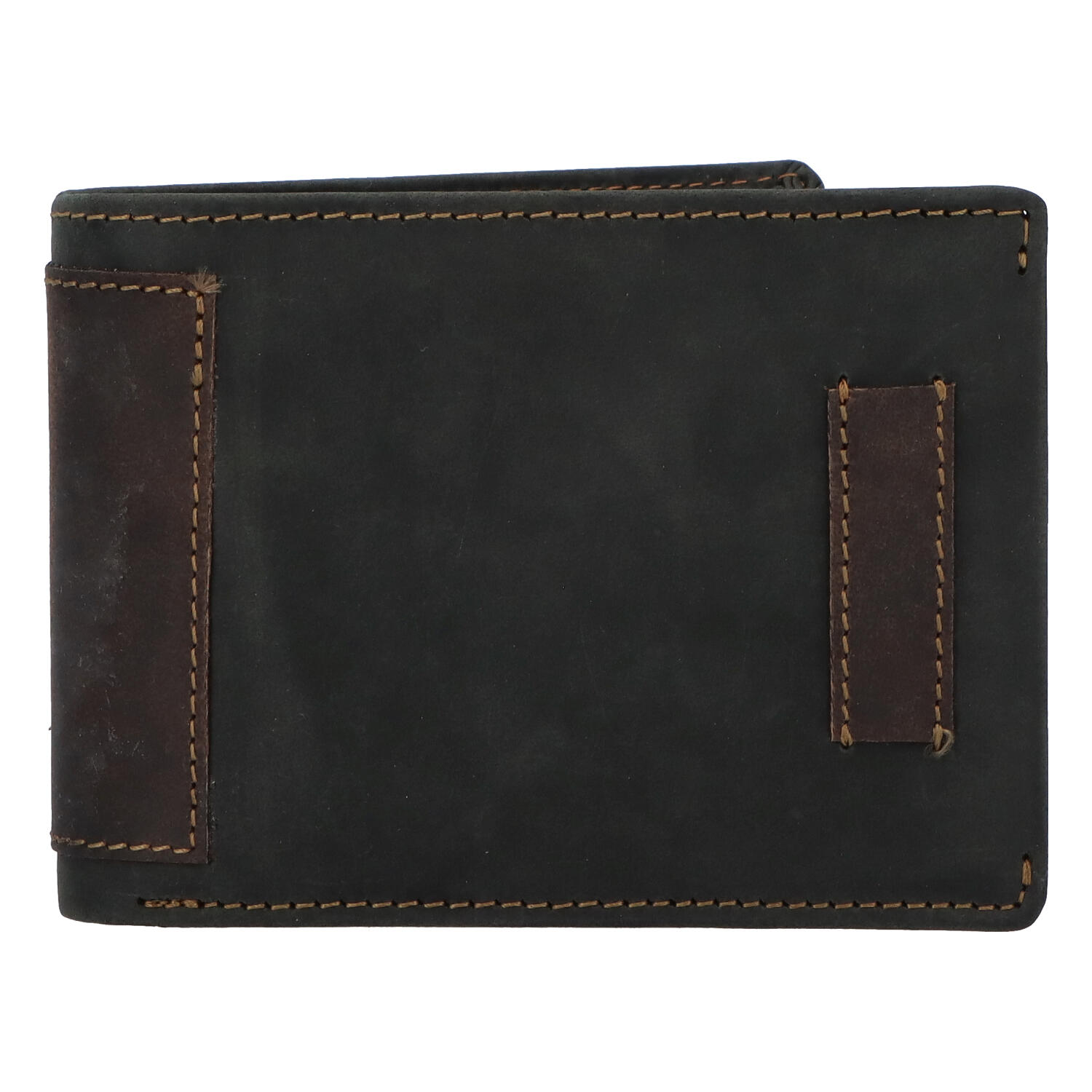 Levně Kvalitní volná pánská kožená peněženka černo hnědá - Tomas Crues