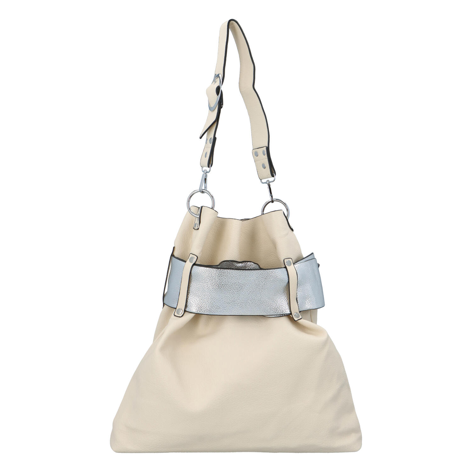Levně Luxusní dámská kabelka béžovo stříbrná - Paolo Bags Manue