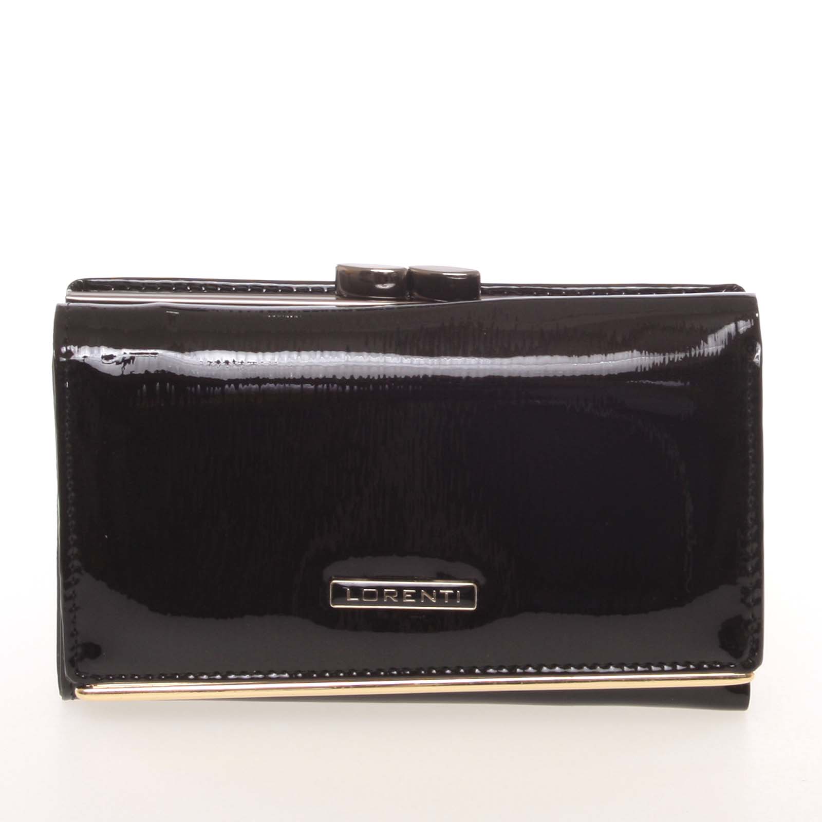 Levně Jedinečná dámská lakovaná kožená peněženka černá - Lorenti 55020SH