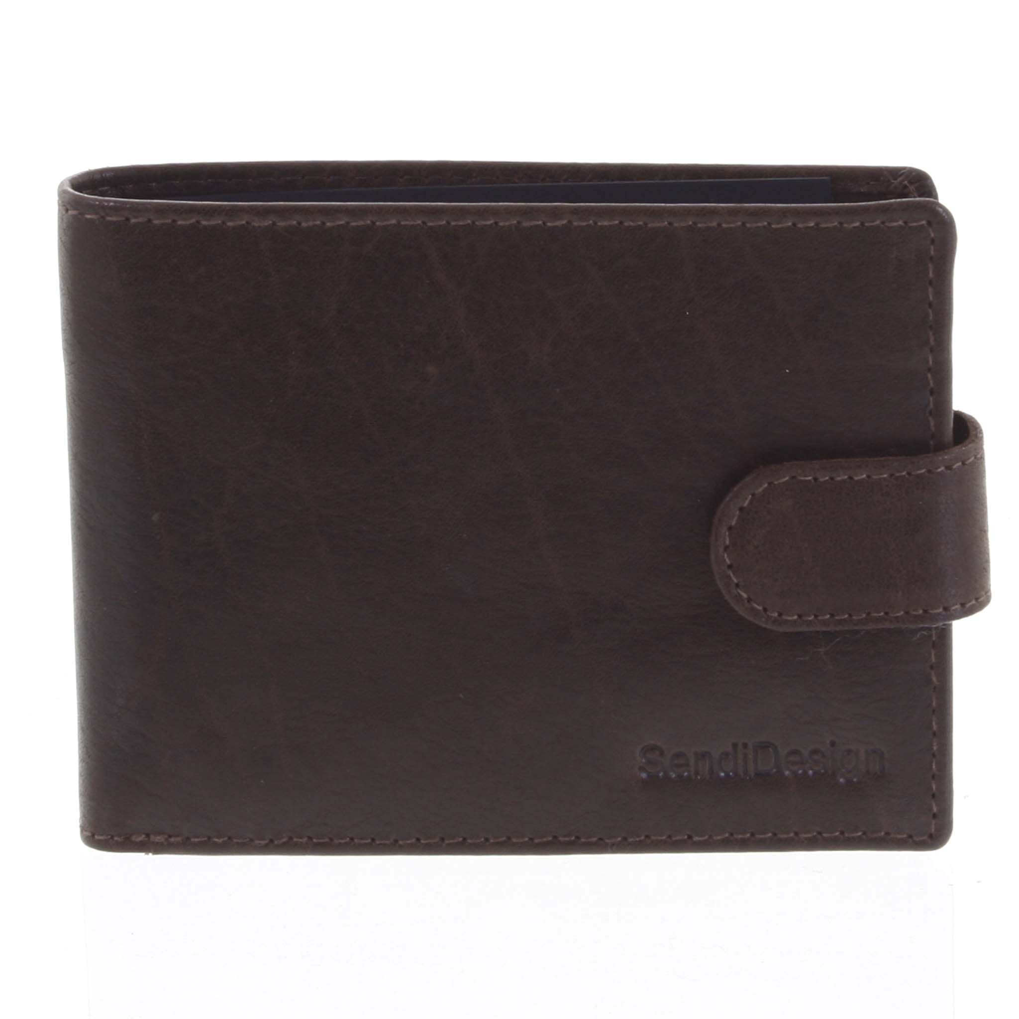 Levně Pánská kožená peněženka tmavě hnědá - SendiDesign Mheo