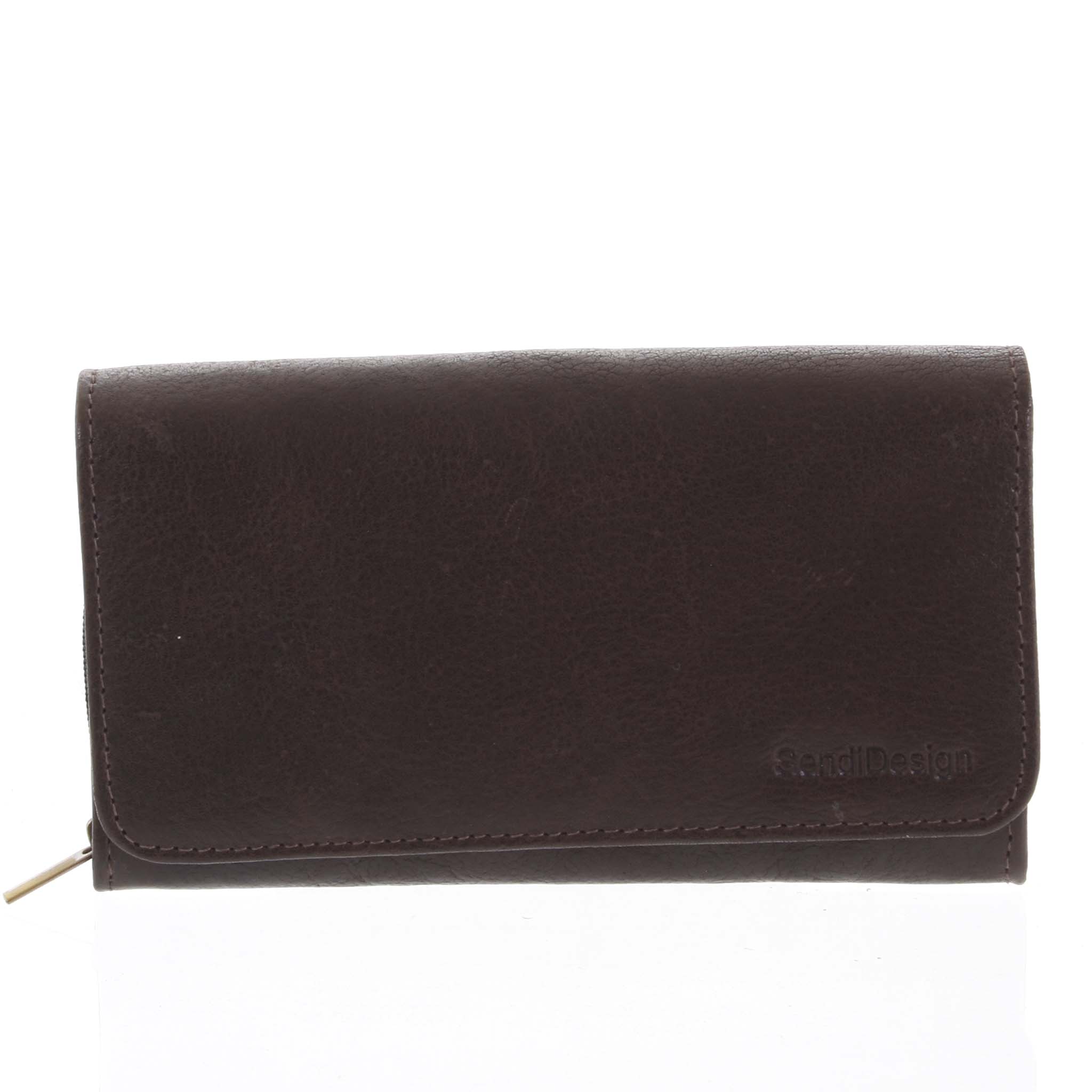 Levně Dámská kožená peněženka tmavě hnědá - SendiDesign Really