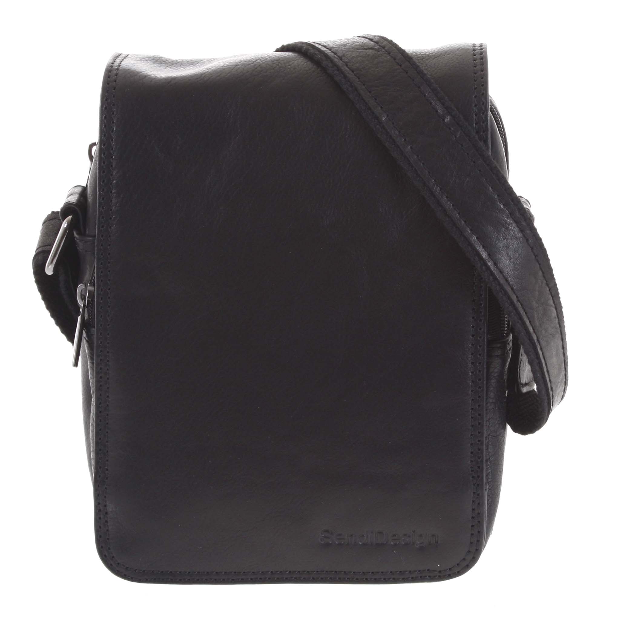 Levně Pánská kožená taška přes rameno černá - SendiDesign Muxos
