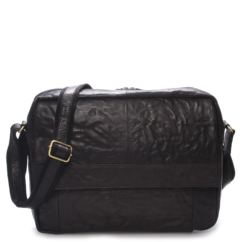 Levně Velká luxusní pánská kožená taška černá - Sendi Design Nethard