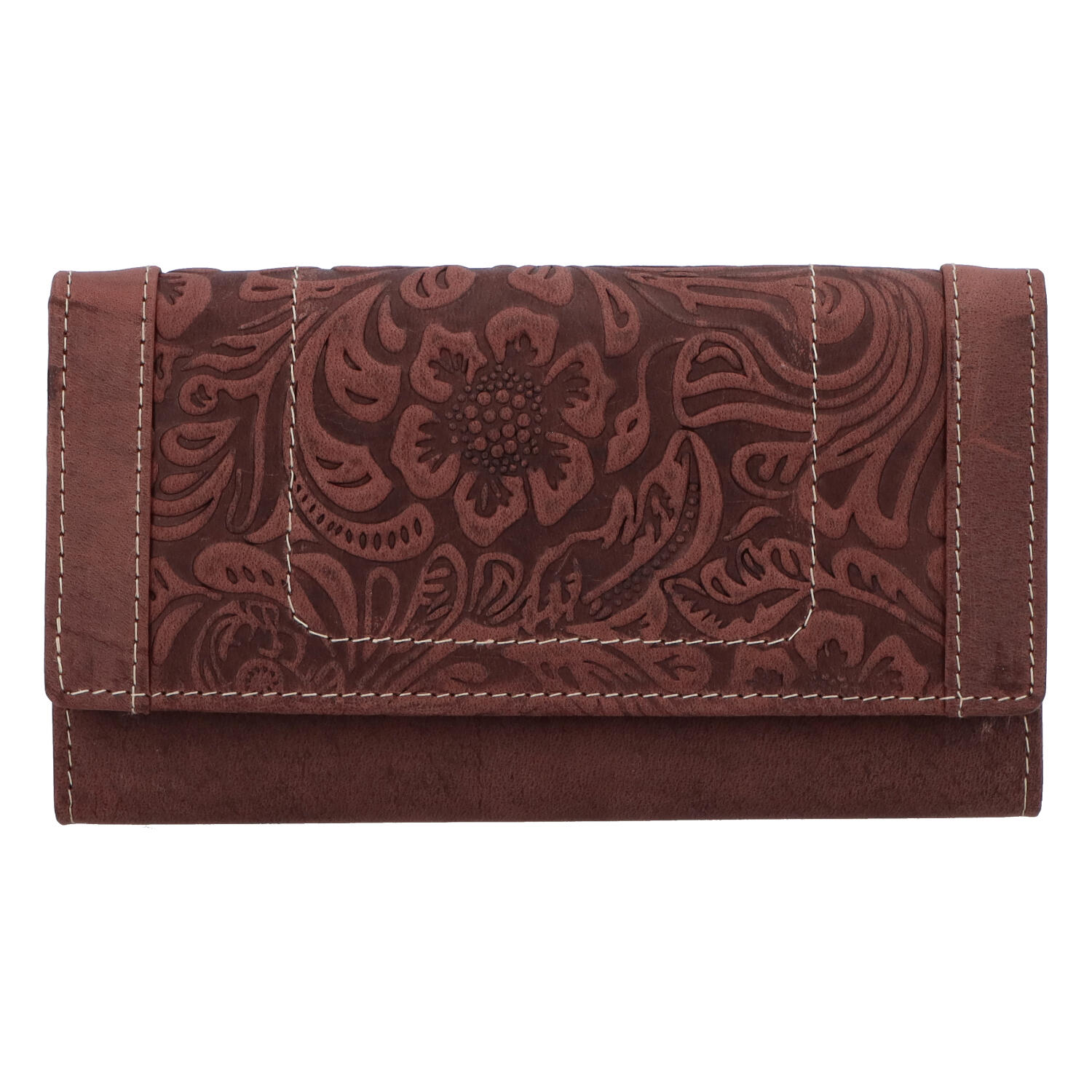 Levně Kožená peněženka bordó se vzorem - Tomas Mayana