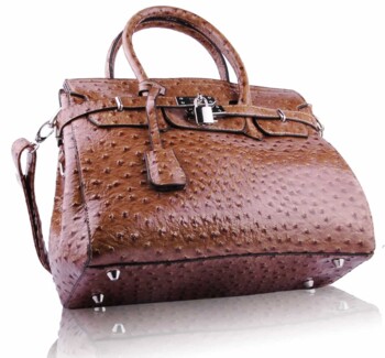 Kabelka s imitací pštrosí kůže LS Fashion LS00140A v barvě nude