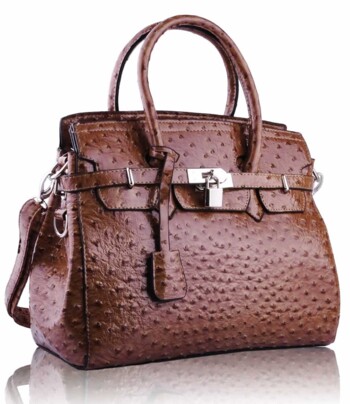Kabelka s imitací pštrosí kůže LS Fashion LS00140A v barvě nude