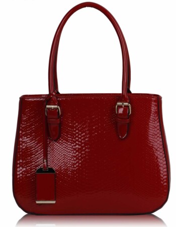 Červená elegantní lesklá kabelka LS00176