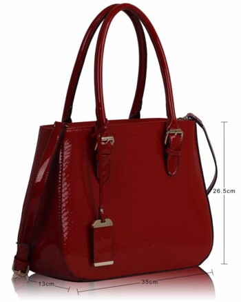 Červená elegantní lesklá kabelka LS00176