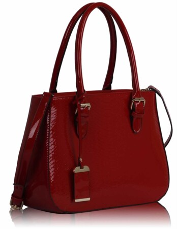 Červená elegantní lesklá kabelka LS00176