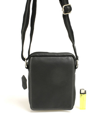 Černá kožená pánská taška přes rameno 52006