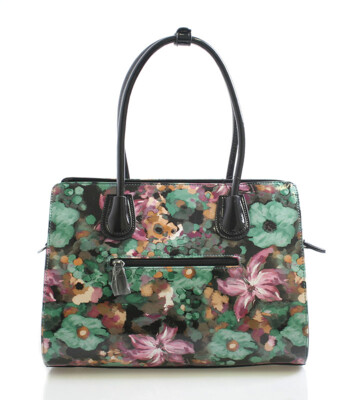 Zelená květovaná kabelka Delami D588 lesklá